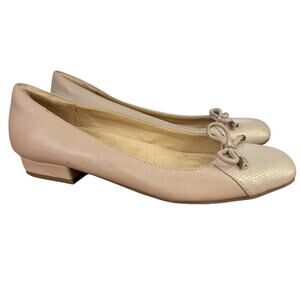 Naturalizer Gertie Leather Blush Pink Bow Toe Slip On Shoes Flats Loafers sz 9.5